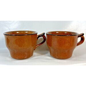 Franciscan Interpace Cinnamon Brown England Ironstone Vintage Cups Mugs Set of 2